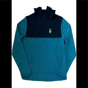 Spyder Men's Racer 1/4 Zip Pullover Hoodie ghost green